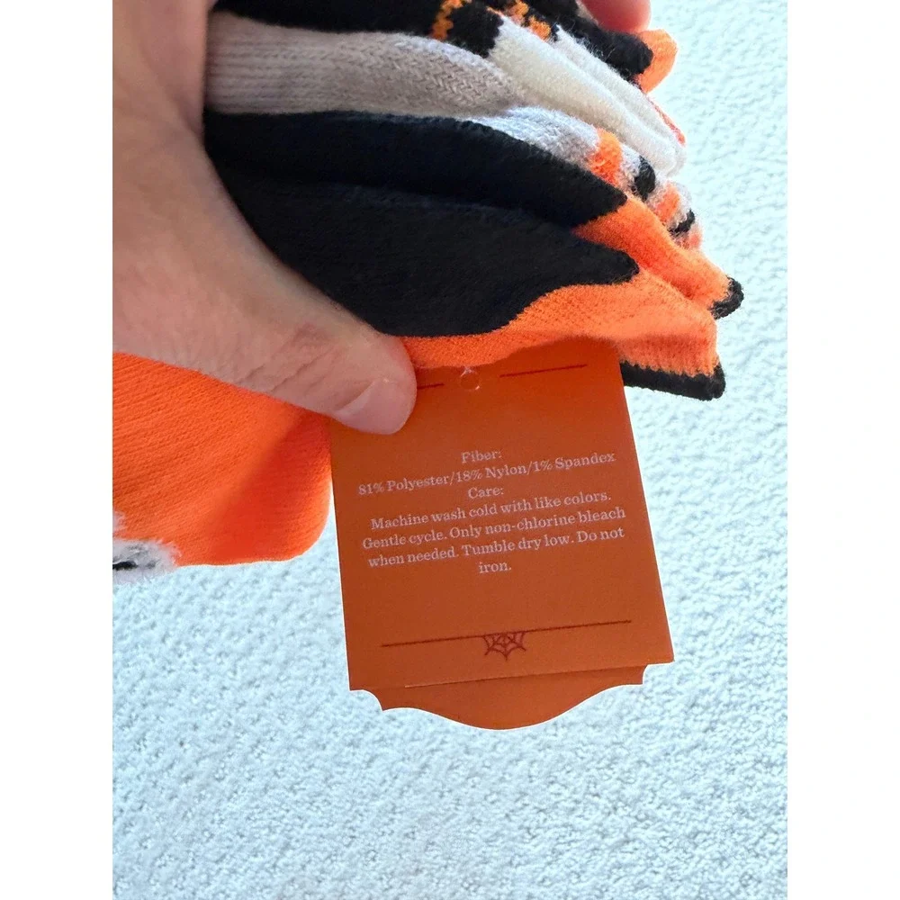 Hyde & EEK Boutique Halloween Low Cut Socks 6 Pairs Orange‎ Black Pumpkin 4-10